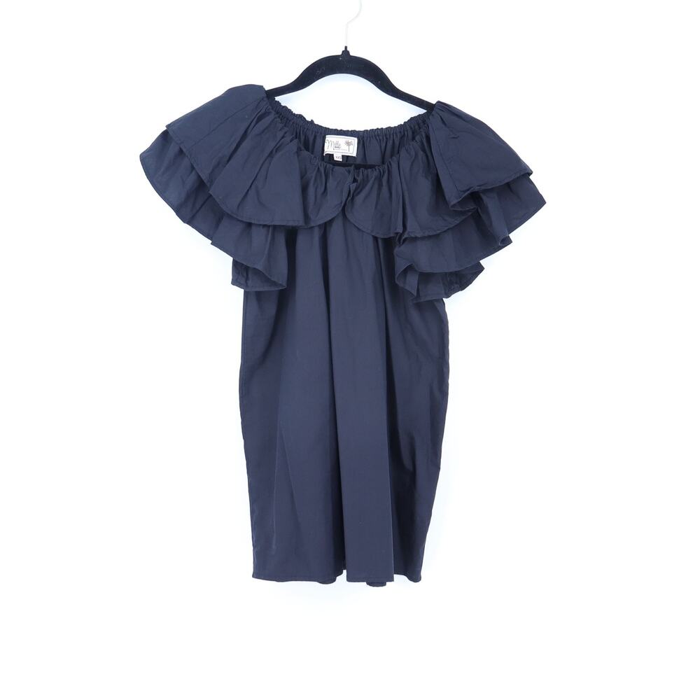 Mille Beja Ruffle Top Black Cotton Flutter Sleeve Blouse Women's XXS